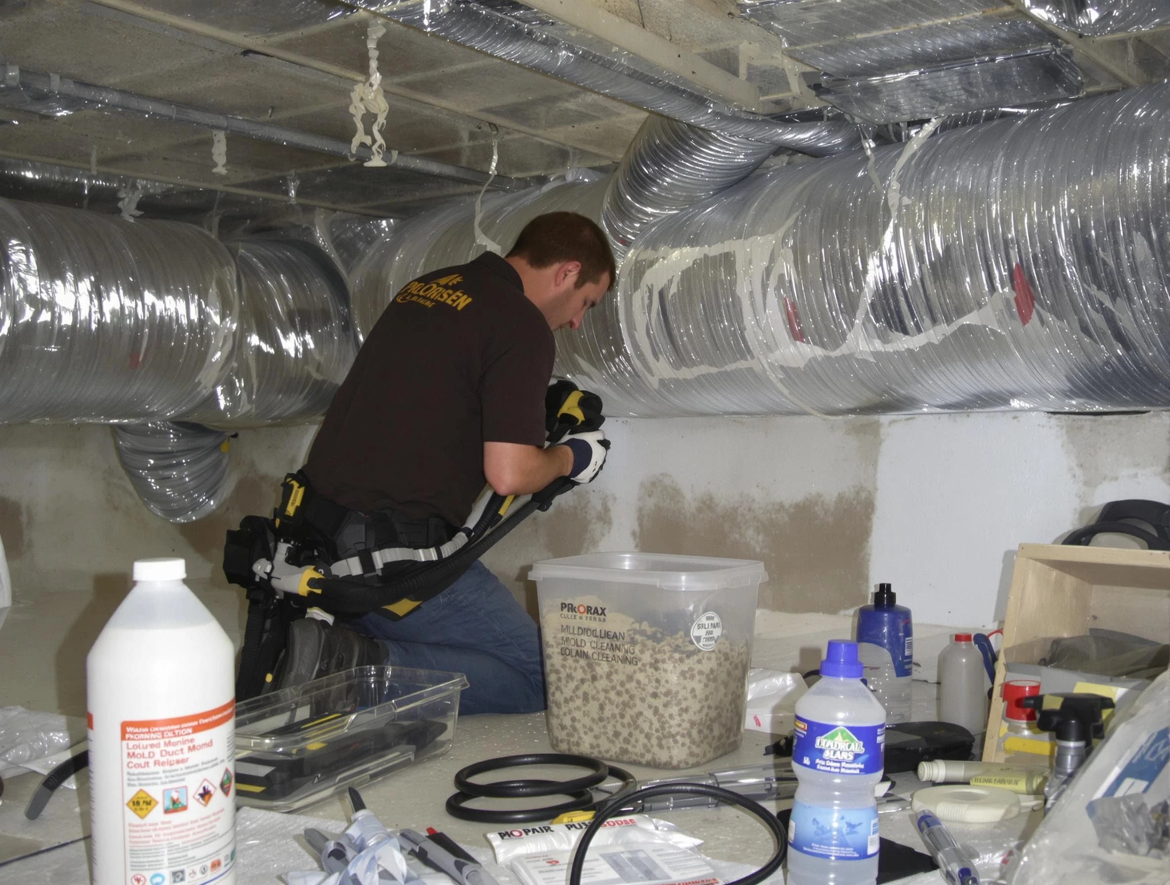 King George Air Duct Cleaning specialist performing professional mold removal from air ducts in King George