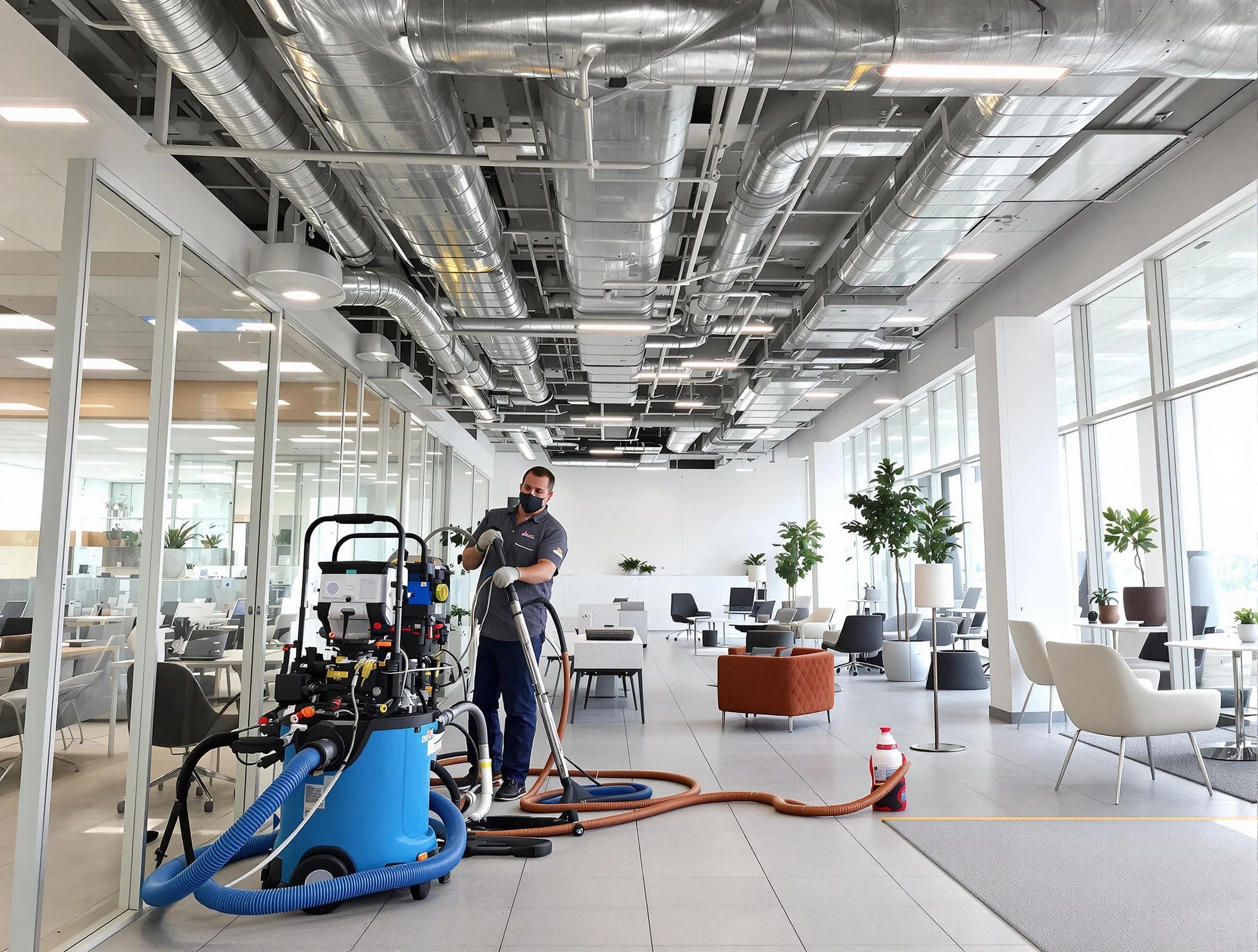 King George Air Duct Cleaning team conducting comprehensive commercial duct cleaning at a business location in King George