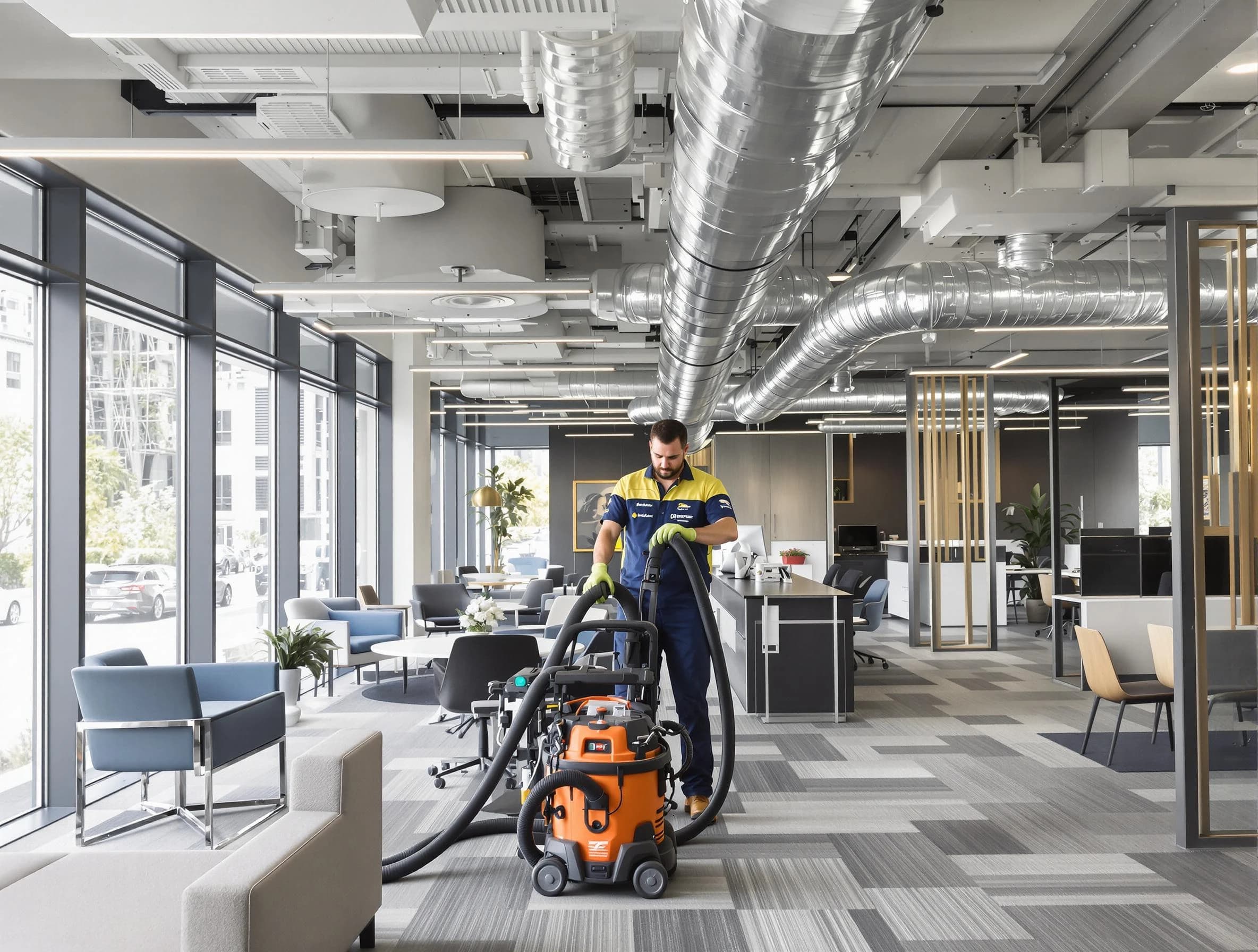 King George Air Duct Cleaning team performing thorough commercial duct cleaning at a King George business center